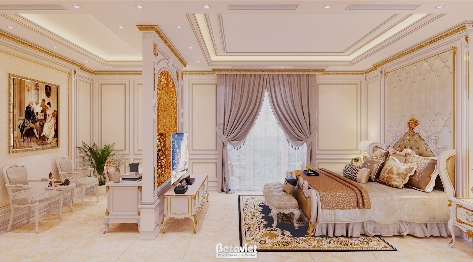 Nội thất phòng ngủ dinh thự tân cổ điển NT20158 – góc nhìn 7