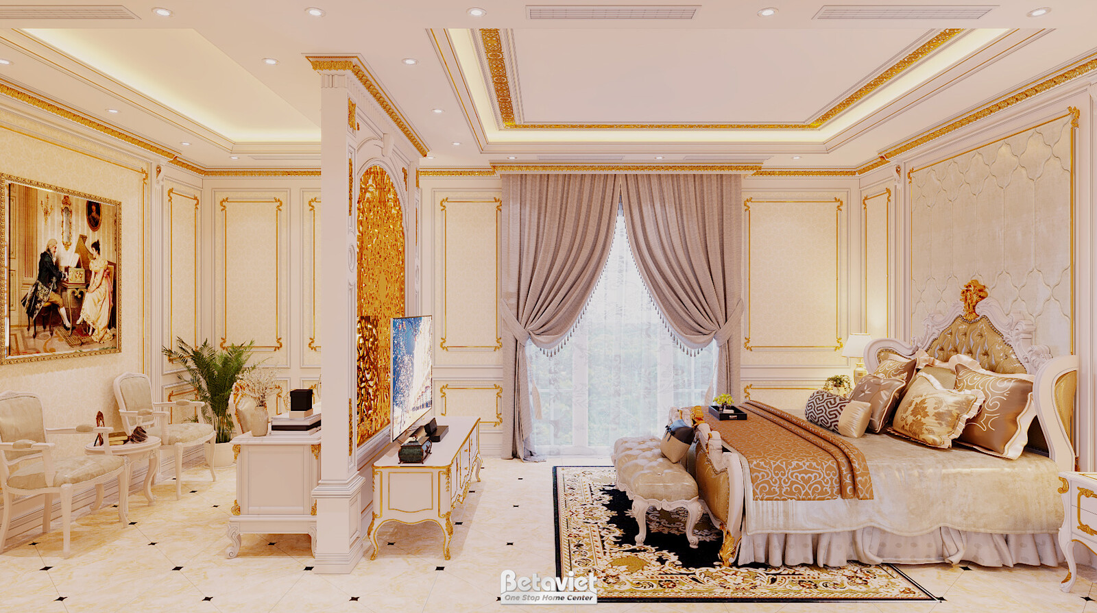Nội thất phòng ngủ dinh thự tân cổ điển NT20158 – góc nhìn 10