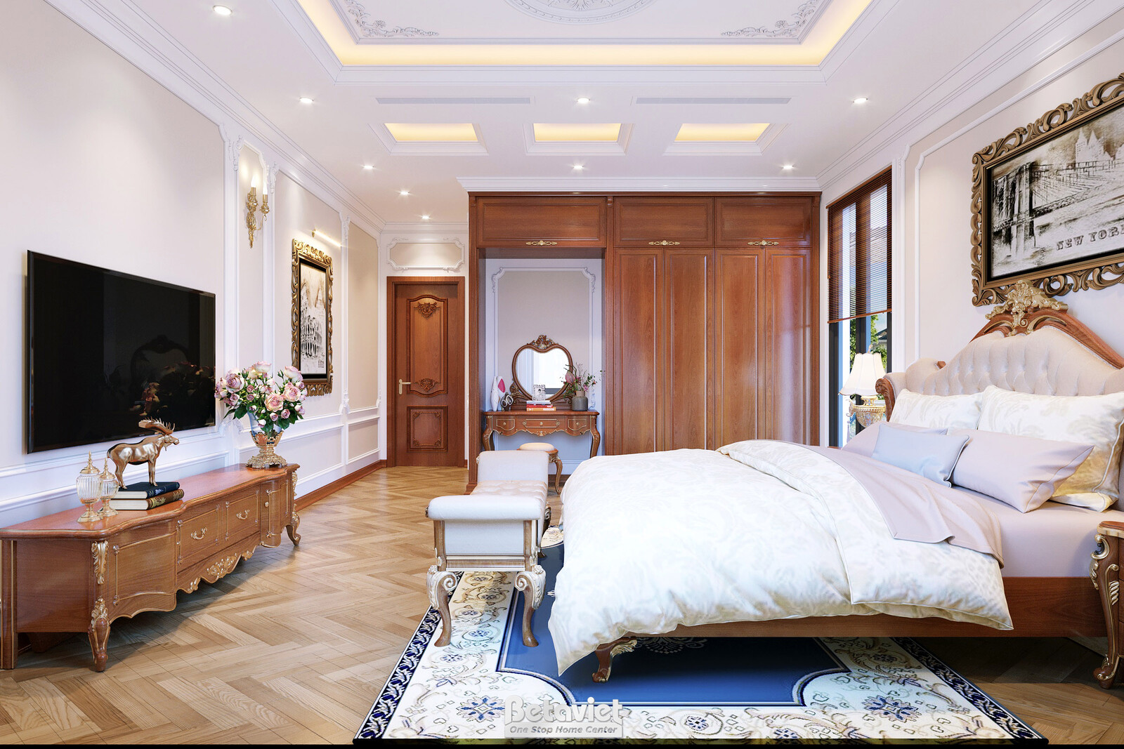 Nội thất phòng ngủ biệt thự tân cổ điển NT22047 – góc nhìn 12