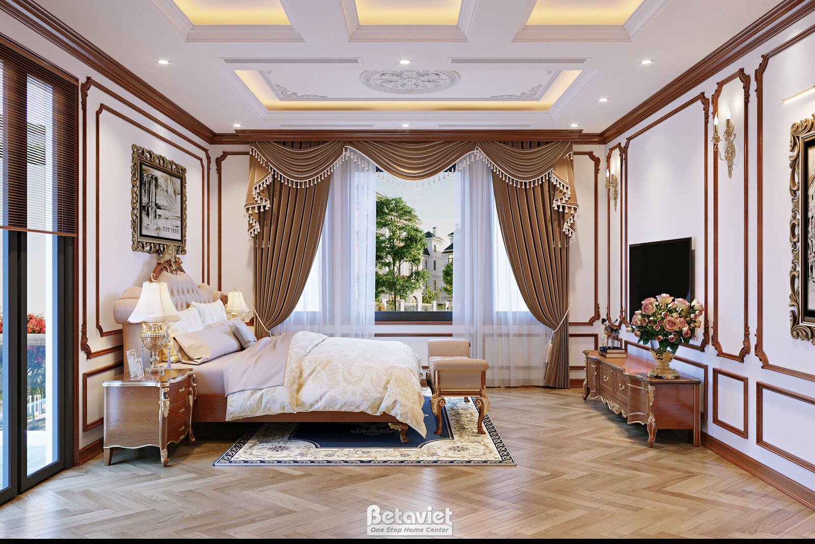 Nội thất phòng ngủ biệt thự tân cổ điển NT22047 – góc nhìn 15