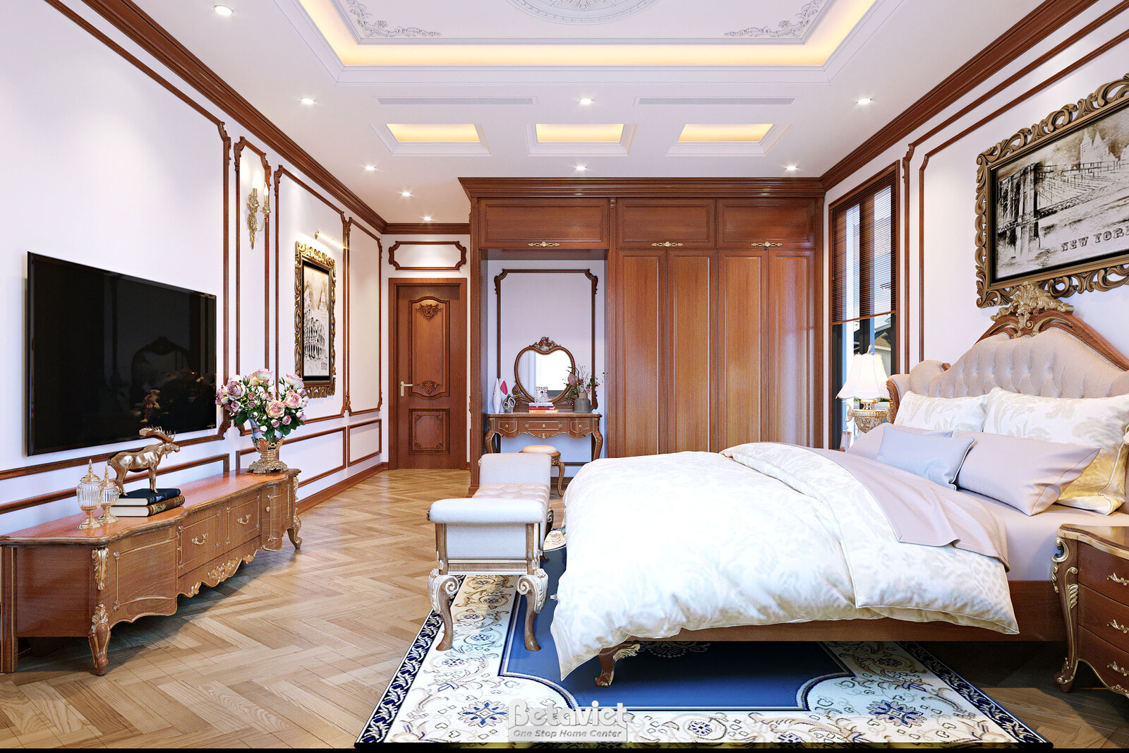 Nội thất phòng ngủ biệt thự tân cổ điển NT22047 – góc nhìn 16