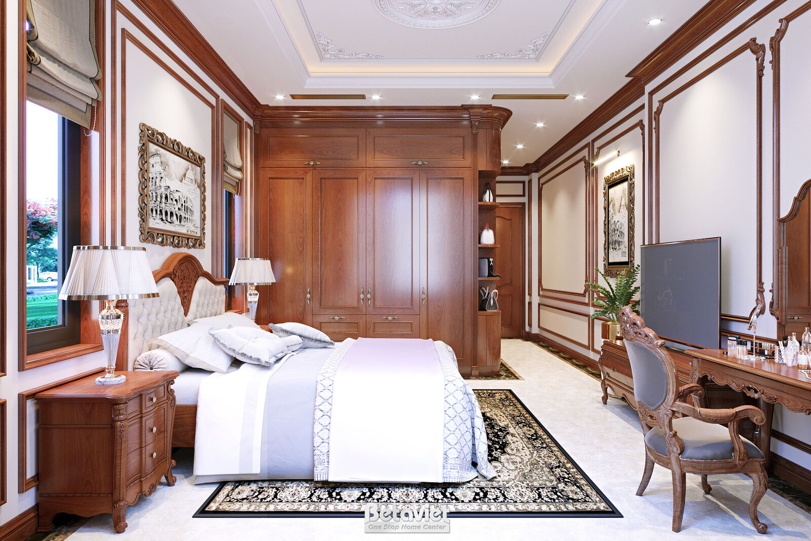 Nội thất phòng ngủ biệt thự tân cổ điển NT22047 – góc nhìn 8