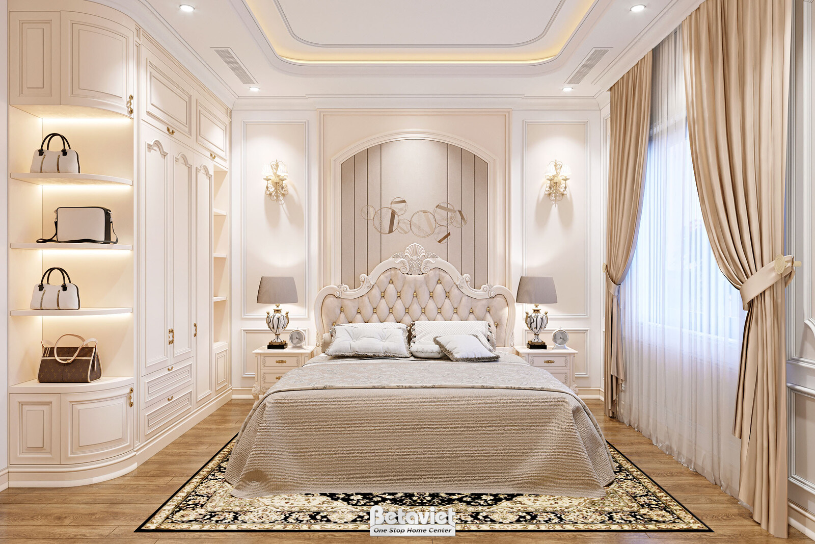 Nội thất phòng ngủ biệt thự tân cổ điển NT22207 – góc nhìn 2