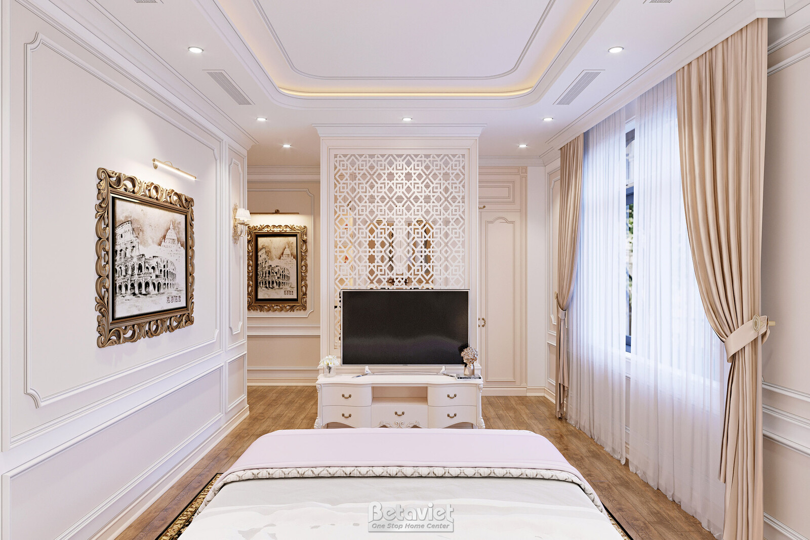 Nội thất phòng ngủ biệt thự tân cổ điển NT22207 – góc nhìn 3