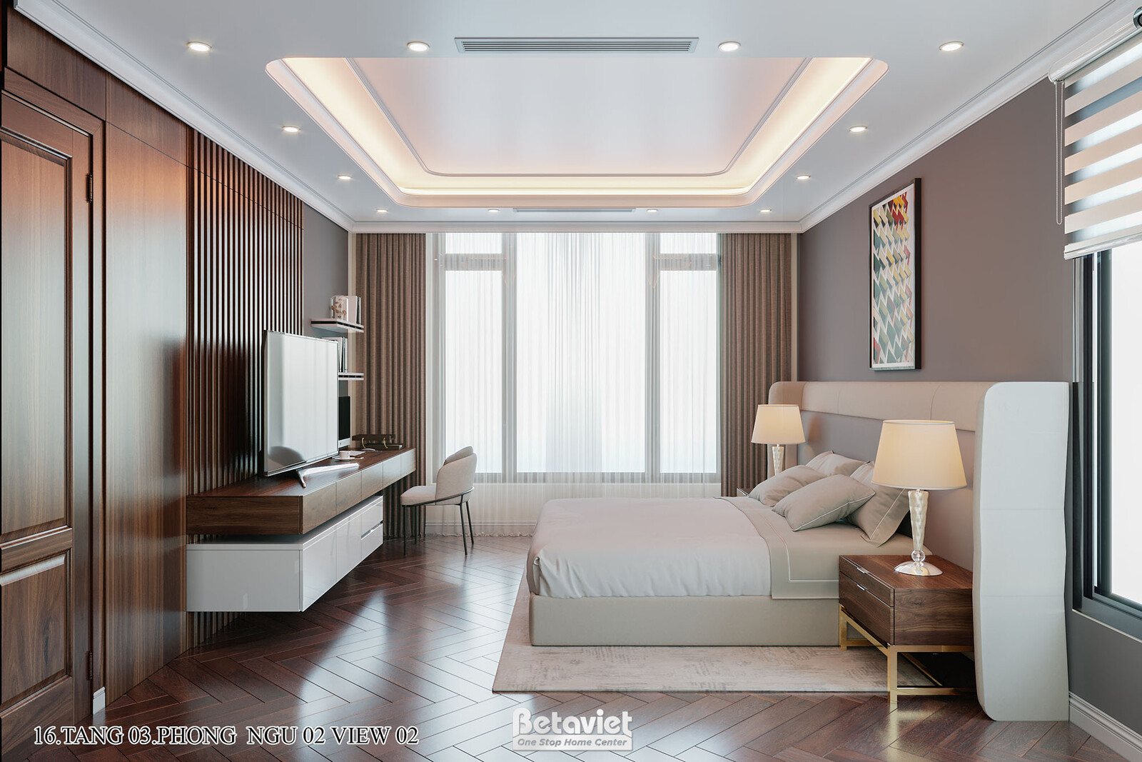 Nội thất phòng ngủ biệt thự hiện đại NT22217 – góc nhìn 5
