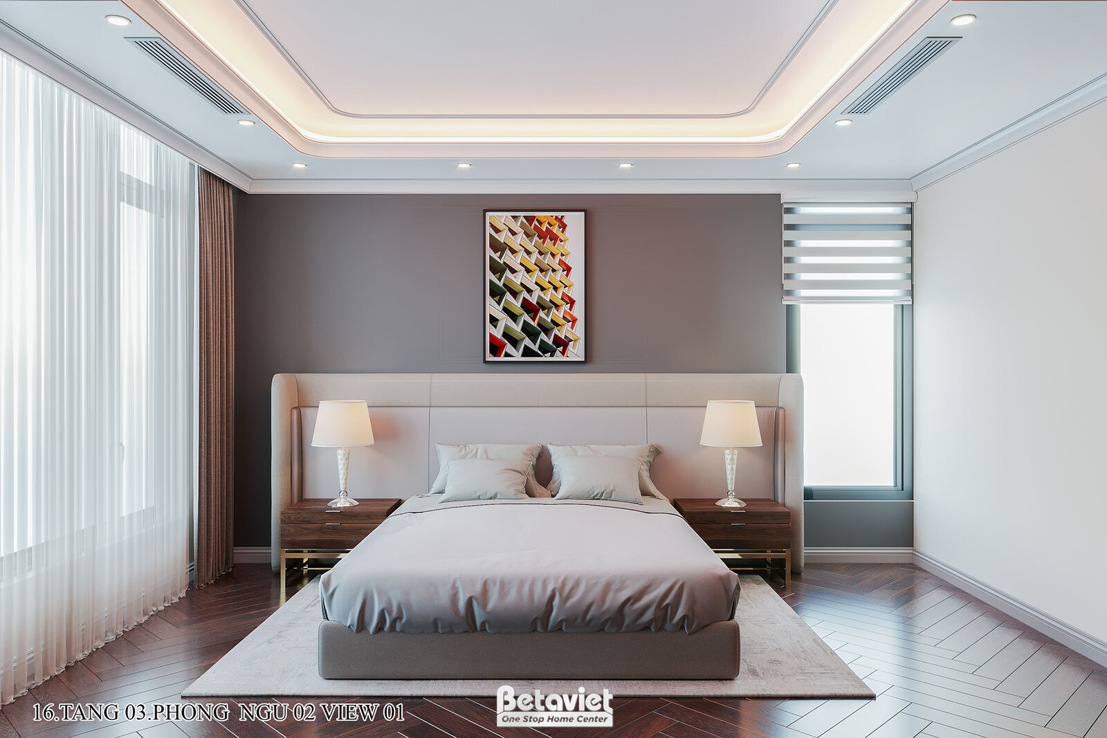 Nội thất phòng ngủ biệt thự hiện đại NT22217 – góc nhìn 4