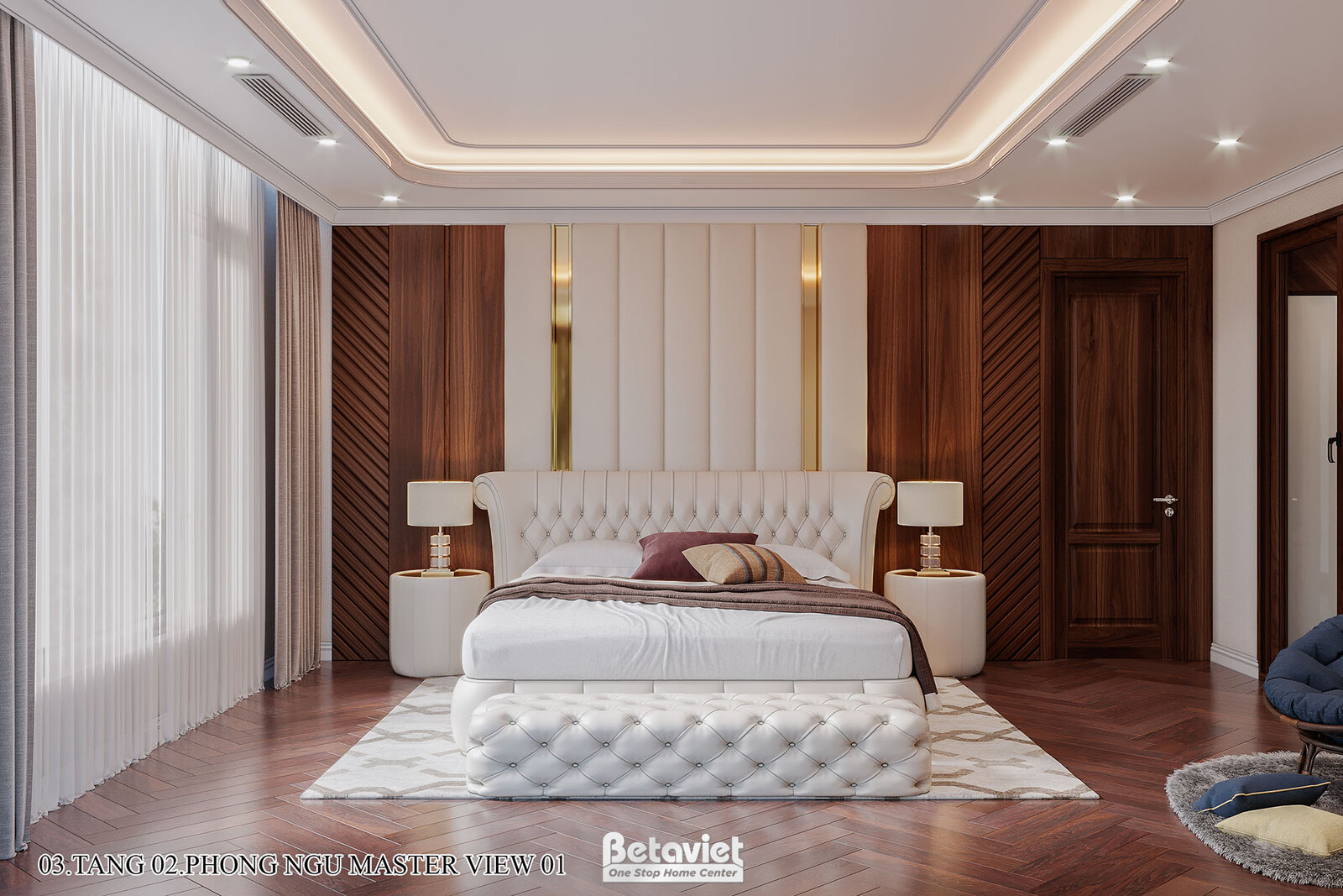 Nội thất phòng ngủ biệt thự hiện đại NT22217 – góc nhìn 2