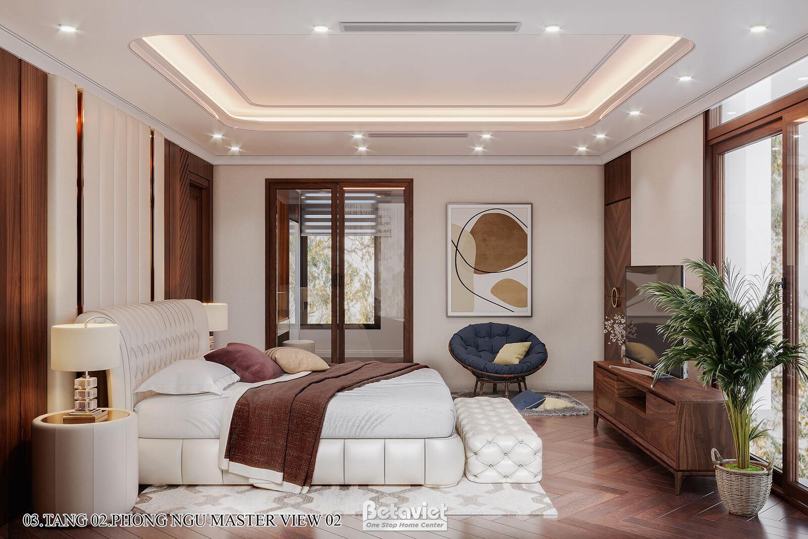 Nội thất phòng ngủ biệt thự hiện đại NT22217 – góc nhìn 6