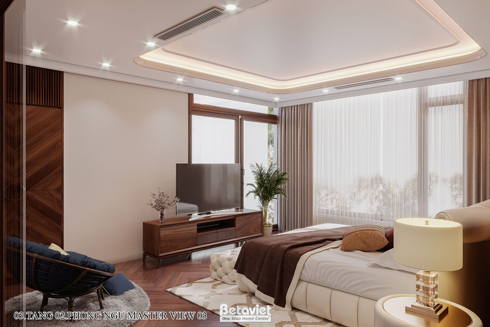 Nội thất phòng ngủ biệt thự hiện đại NT22217 – góc nhìn 7