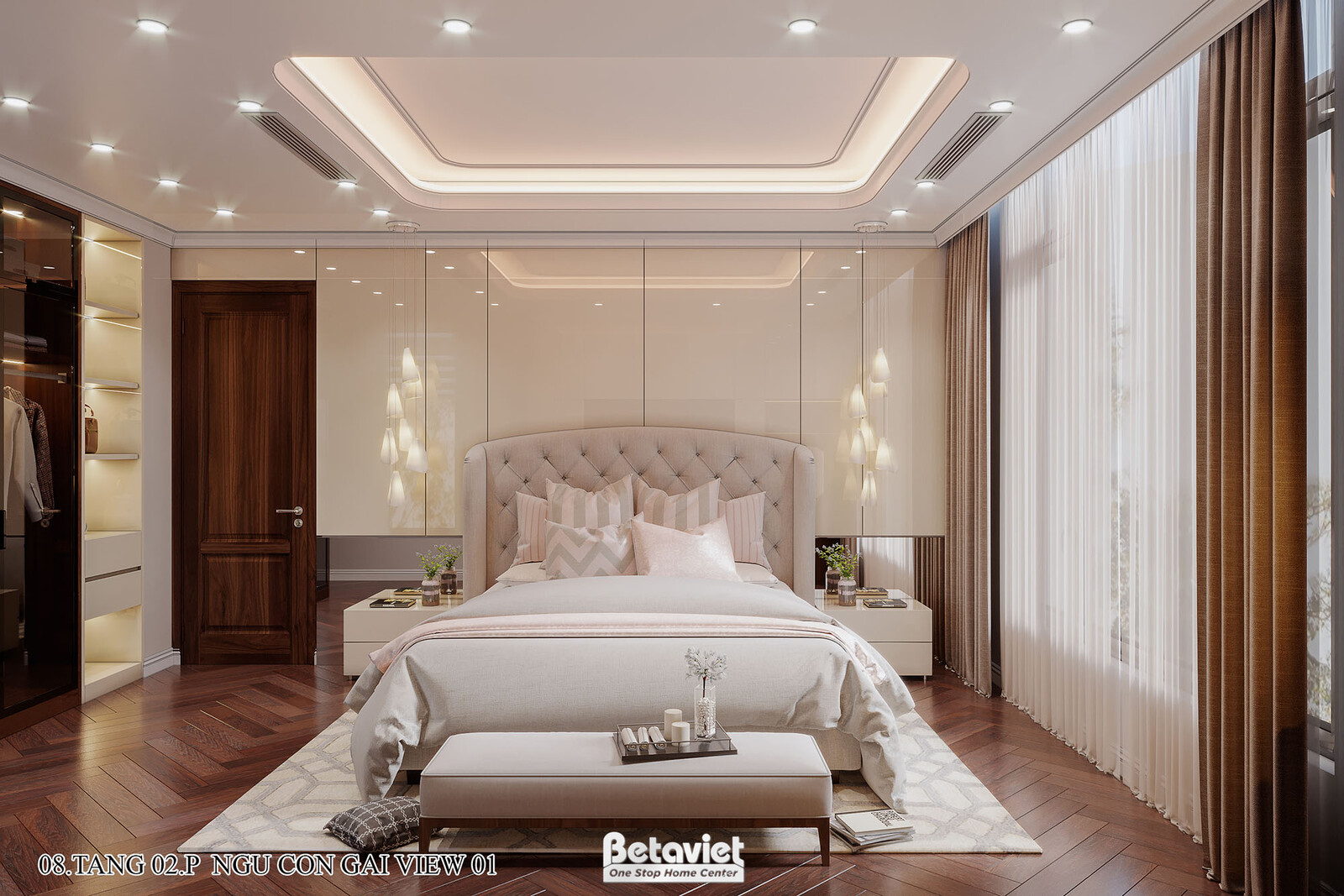 Nội thất phòng ngủ biệt thự hiện đại NT22217 – góc nhìn 3