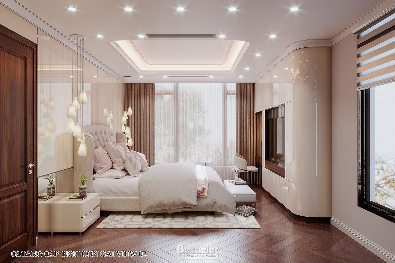 Nội thất phòng ngủ biệt thự hiện đại NT22217 – góc nhìn 8