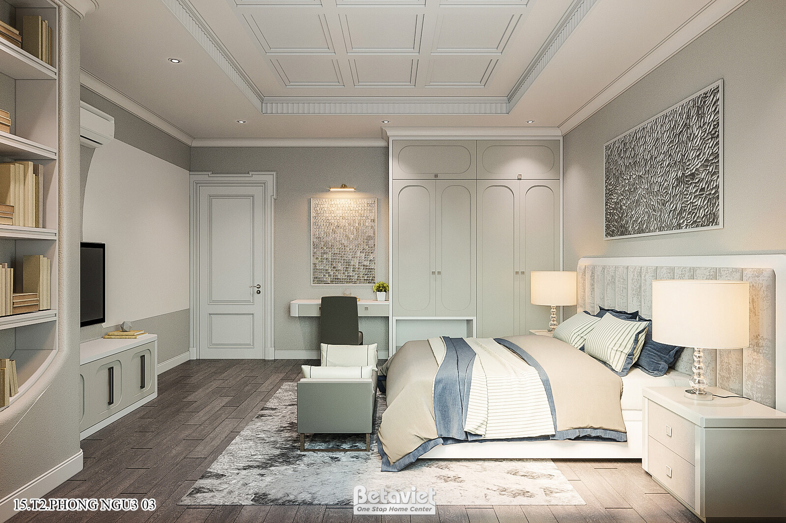 Nội thất phòng ngủ dinh thự hiện đại KT21109 – góc nhìn 2
