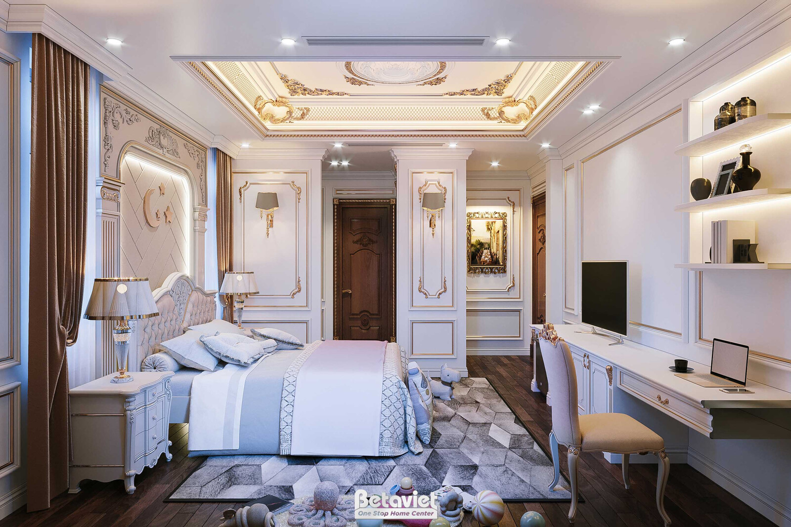 Nội thất phòng ngủ biệt thự tân cổ điển KT21059 – góc nhìn 25