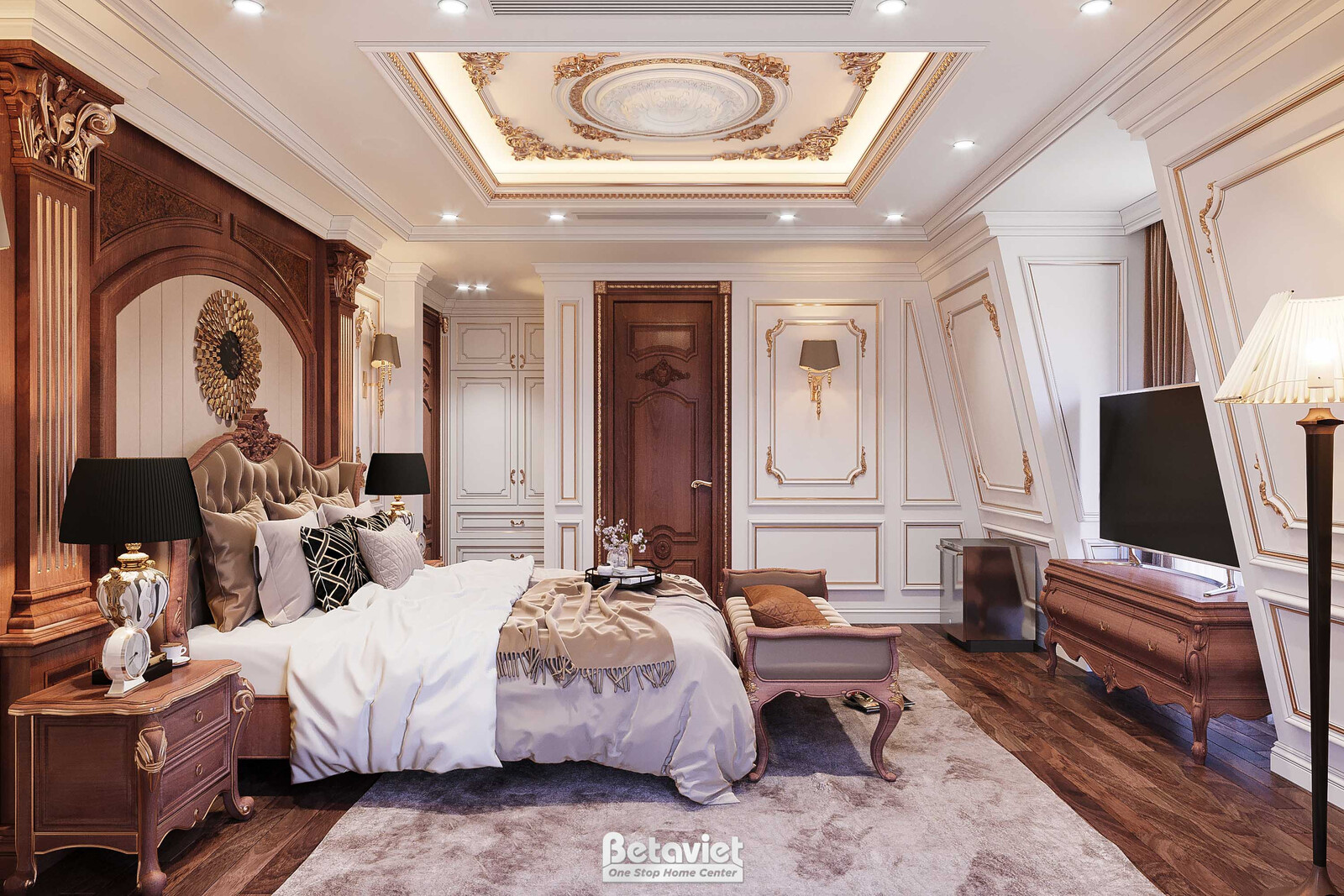 Nội thất phòng ngủ biệt thự tân cổ điển KT21059 – góc nhìn 5