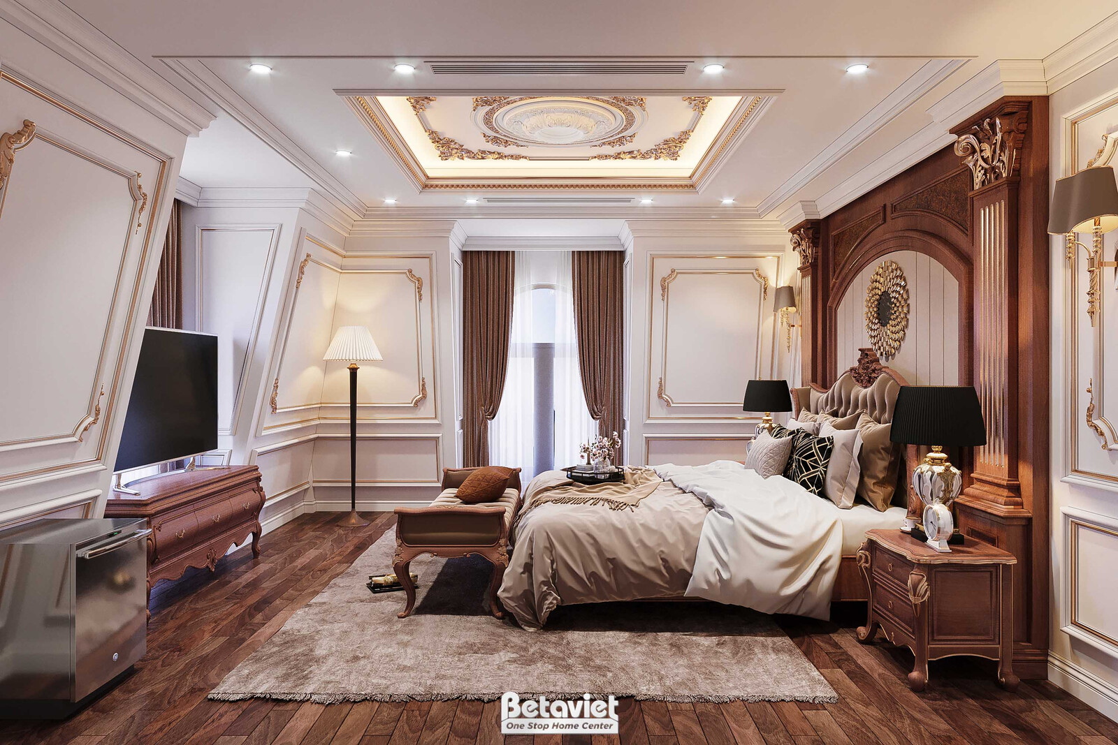 Nội thất phòng ngủ biệt thự tân cổ điển KT21059 – góc nhìn 6