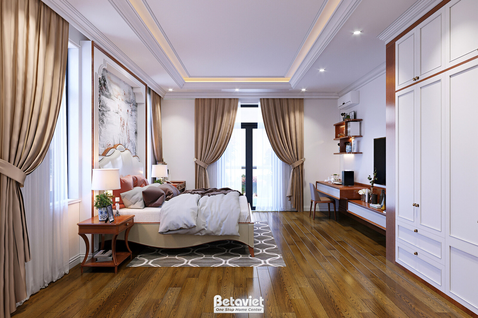 Nội thất phòng ngủ biệt thự tân cổ điển KT22064 – góc nhìn 6