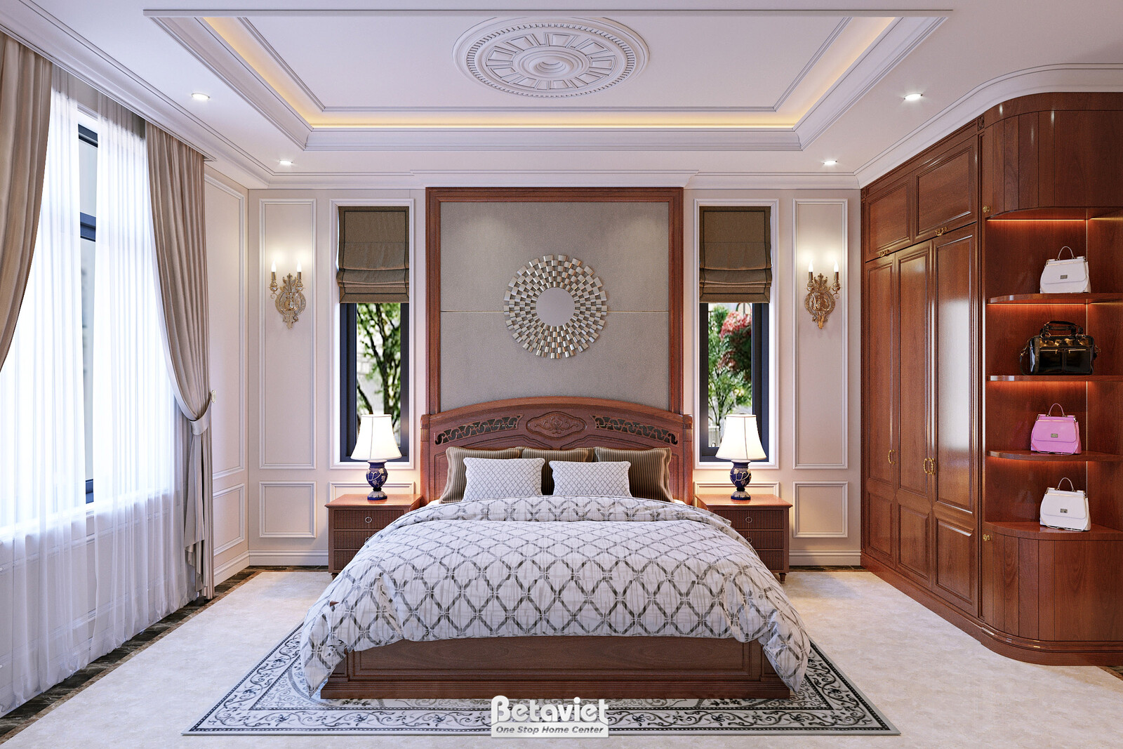 Nội thất phòng ngủ biệt thự tân cổ điển KT22064 – góc nhìn 7