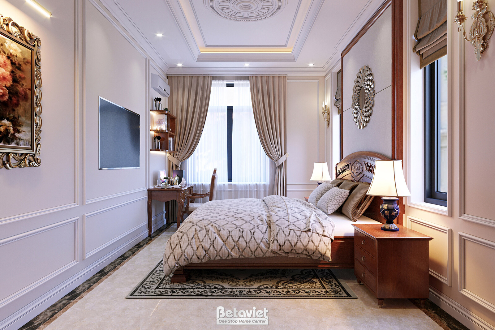 Nội thất phòng ngủ biệt thự tân cổ điển KT22064 – góc nhìn 8