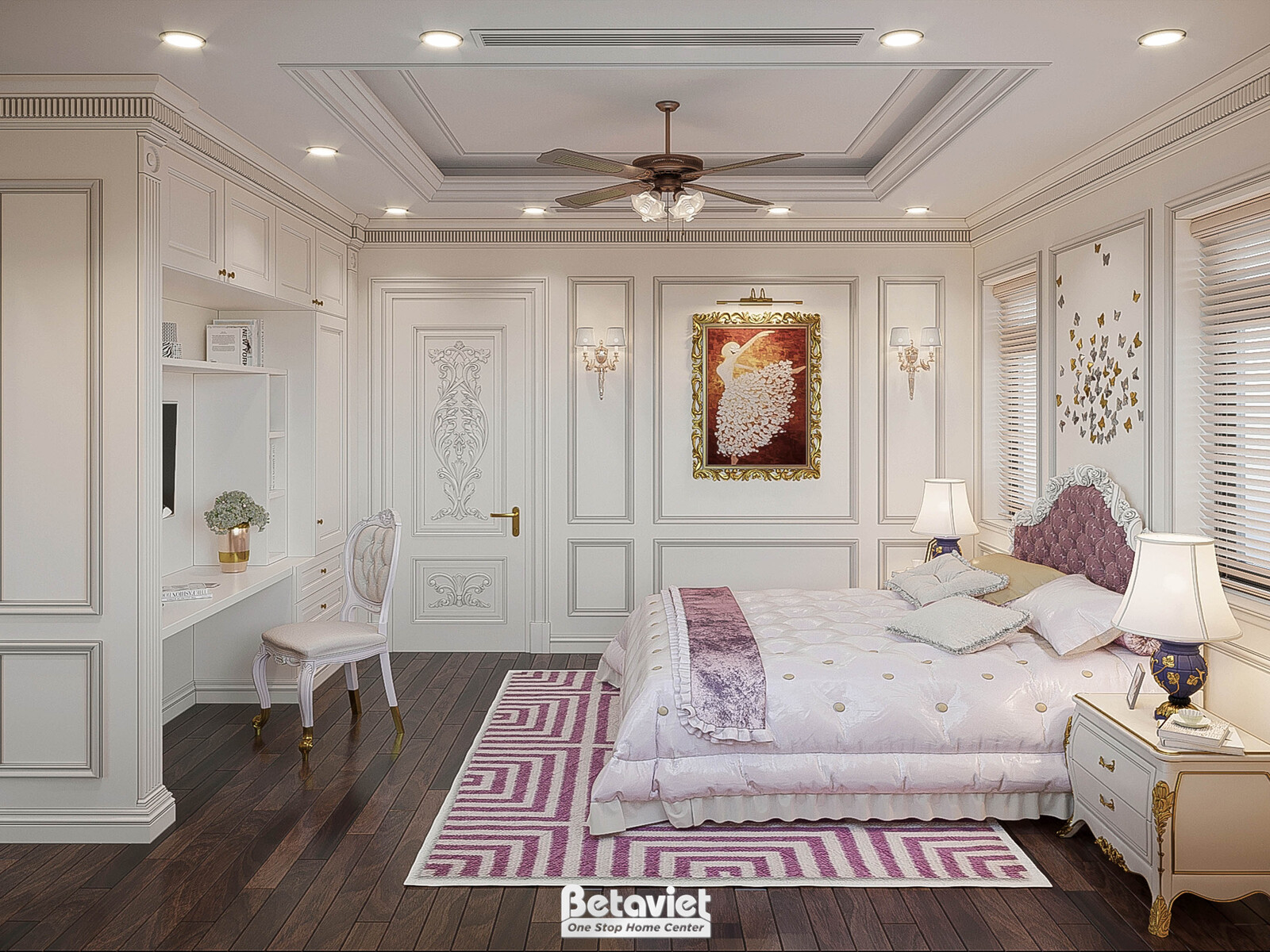 Nội thất phòng ngủ trẻ em biệt thự hiện đại KT23104 – góc nhìn 2