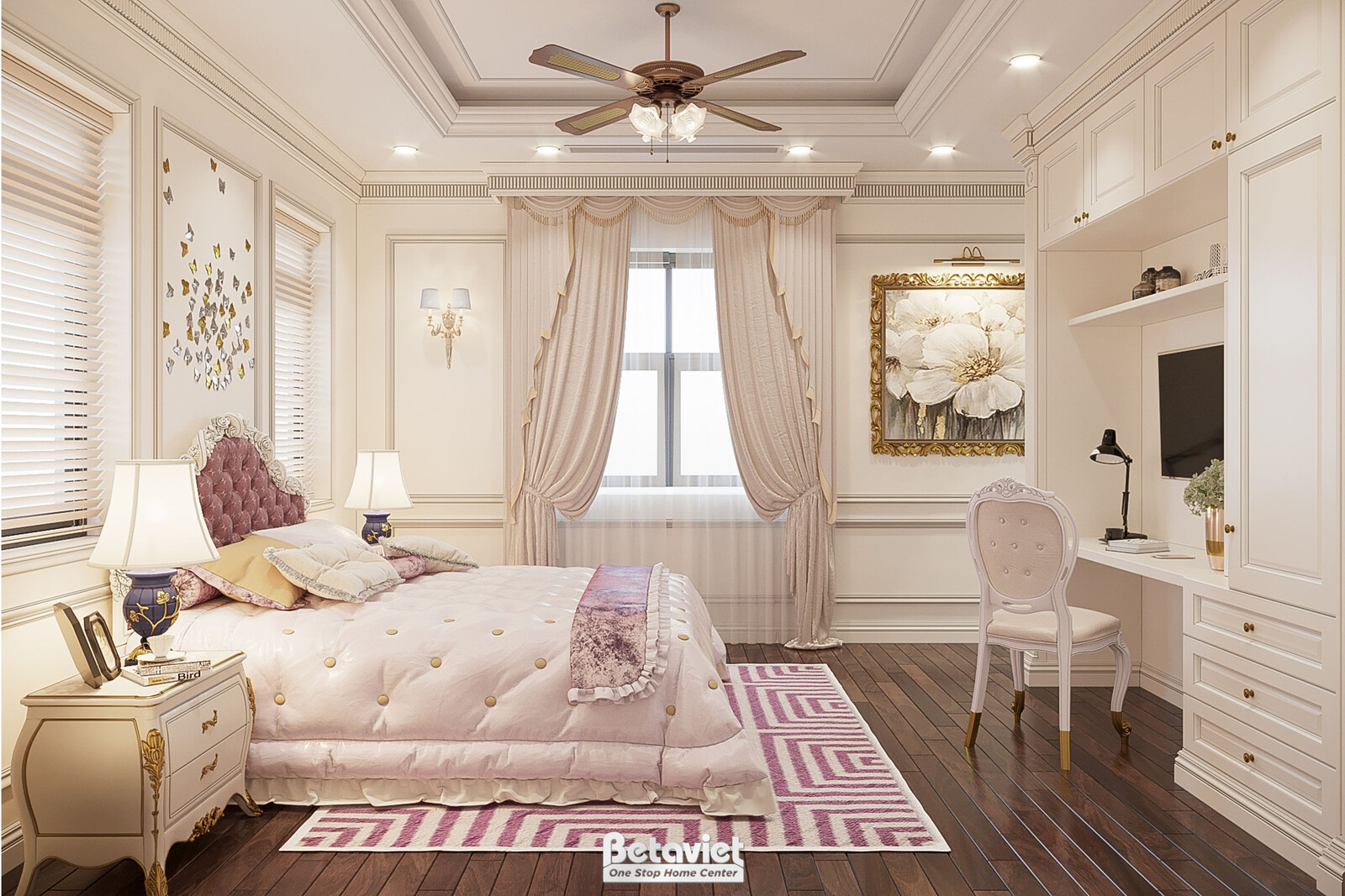 Nội thất phòng ngủ trẻ em biệt thự hiện đại KT23104 – góc nhìn 3
