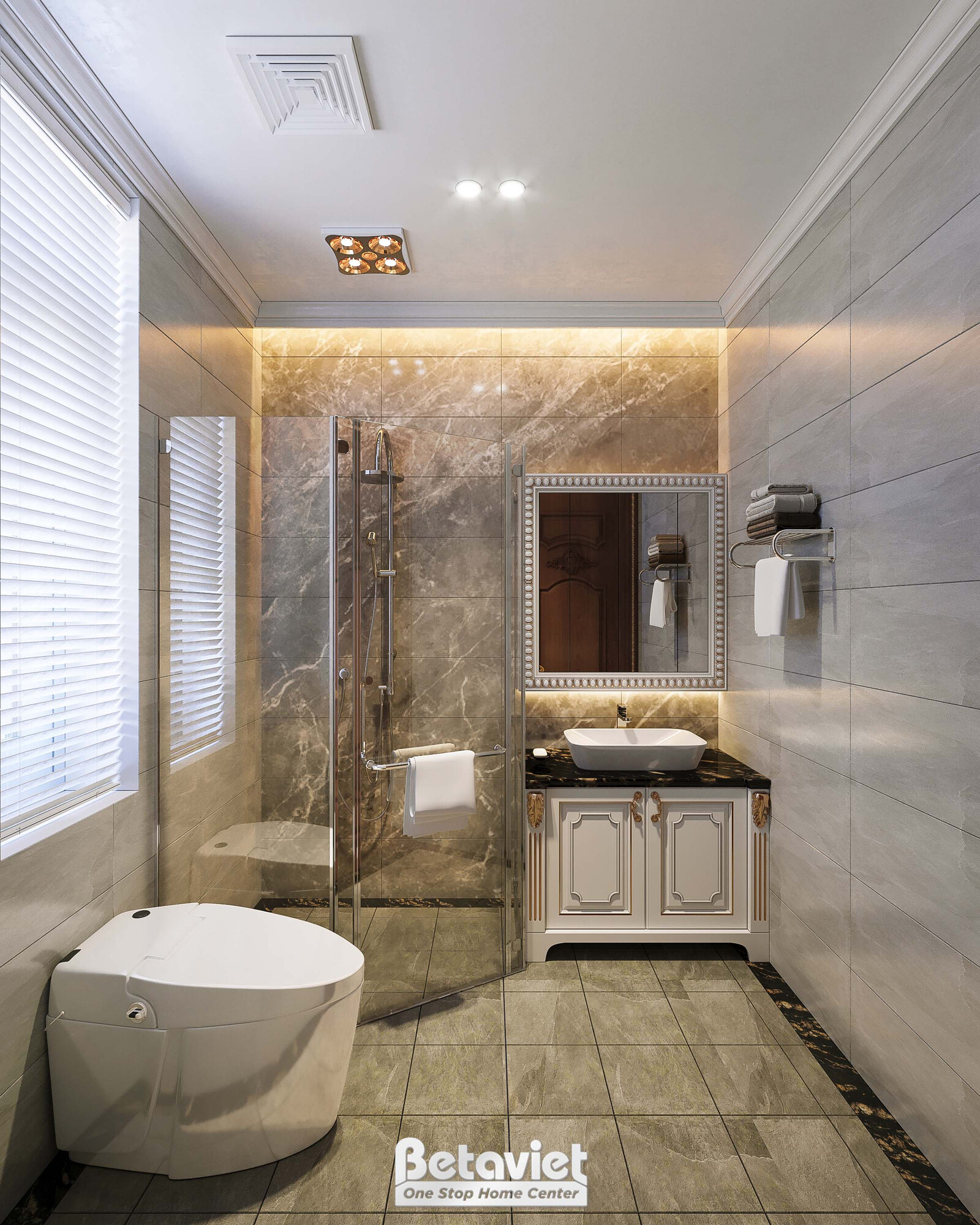Nội thất phòng tắm biệt thự tân cổ điển KT21059 – góc nhìn 8