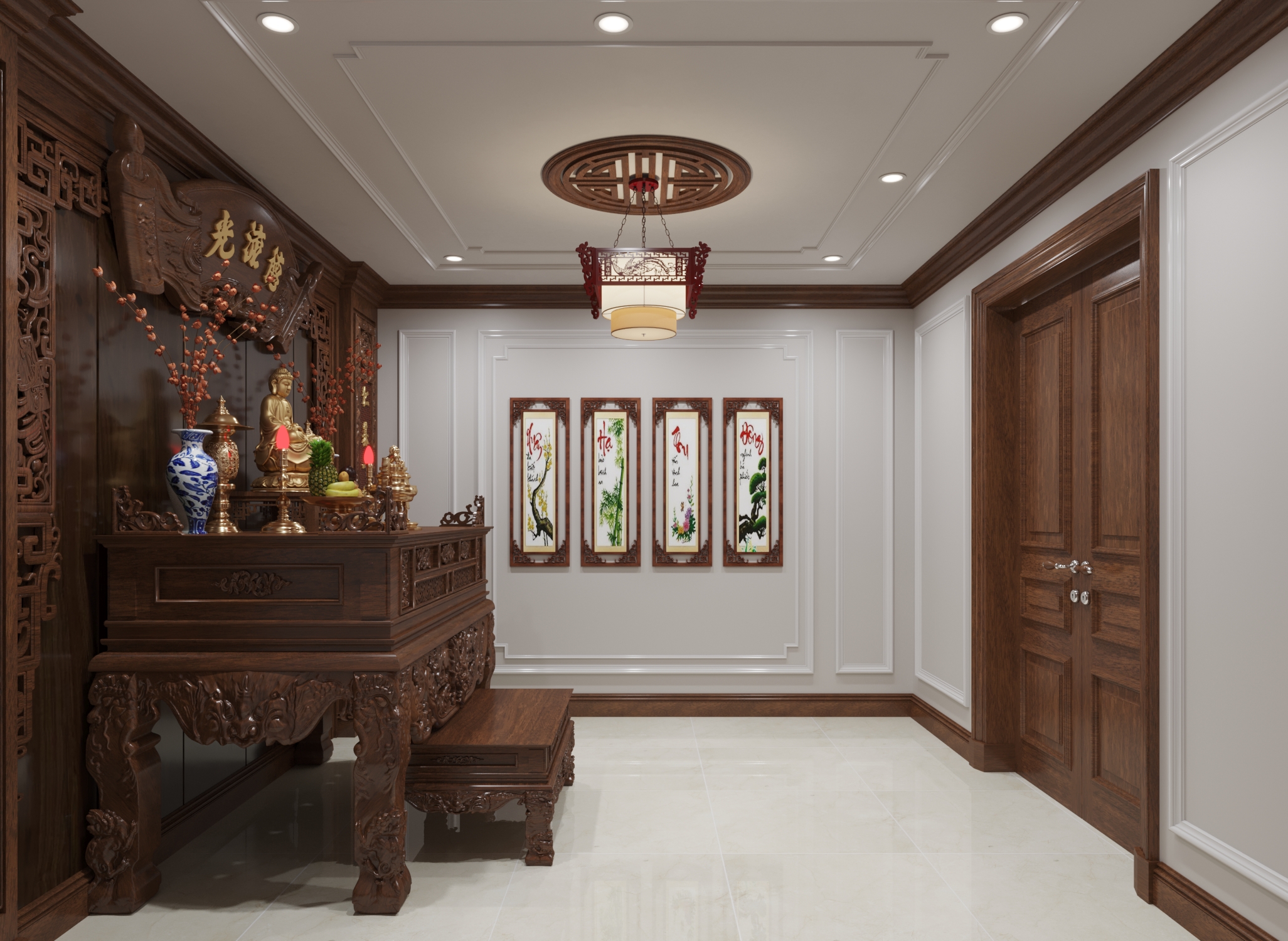 Mẫu thi công phòng thờ đẹp do đội ngũ Betaviet thực hiện