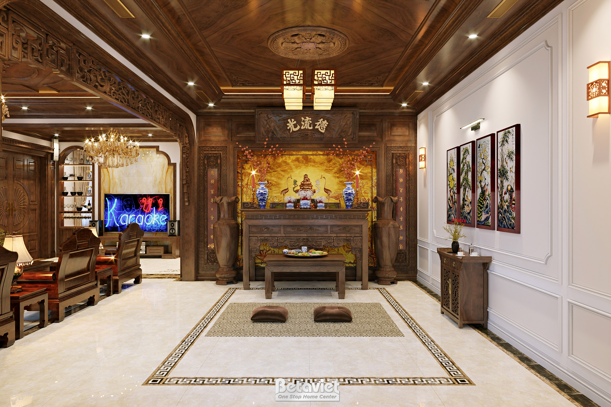 Mẫu thi công phòng thờ đẹp do đội ngũ Betaviet thực hiện