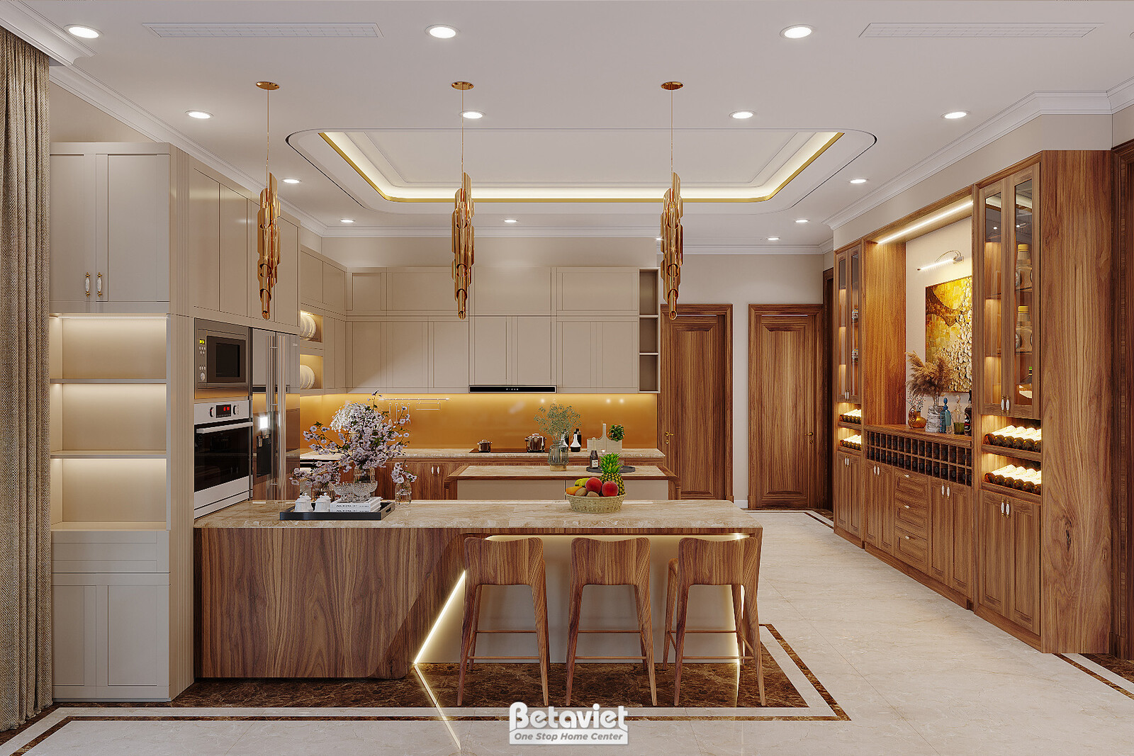 Nội thất phòng ăn biệt thự hiện đại NT23013 – góc nhìn tổng thể
