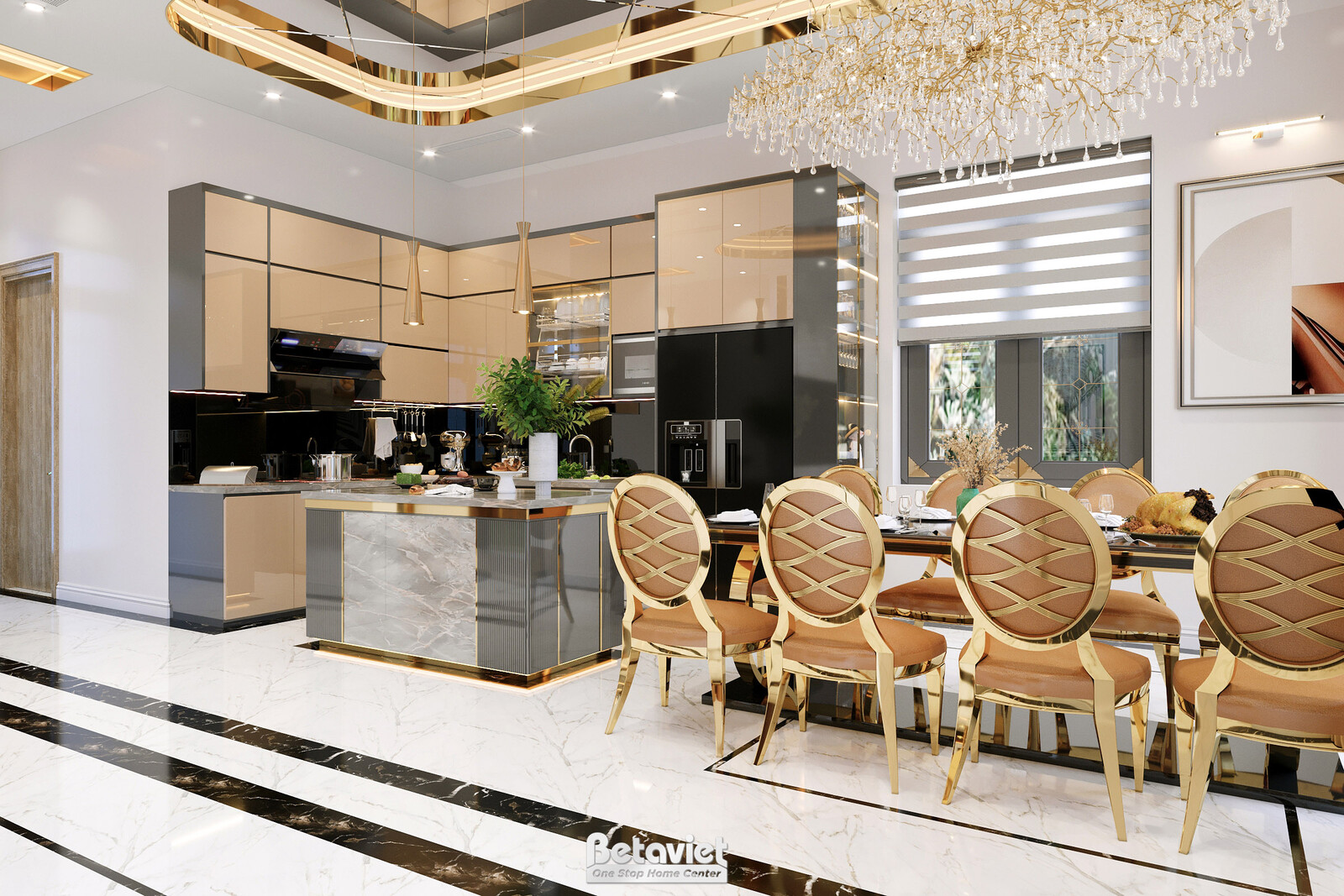 Nội thất phòng ăn biệt thự hiện đại KT23068 – góc nhìn 3