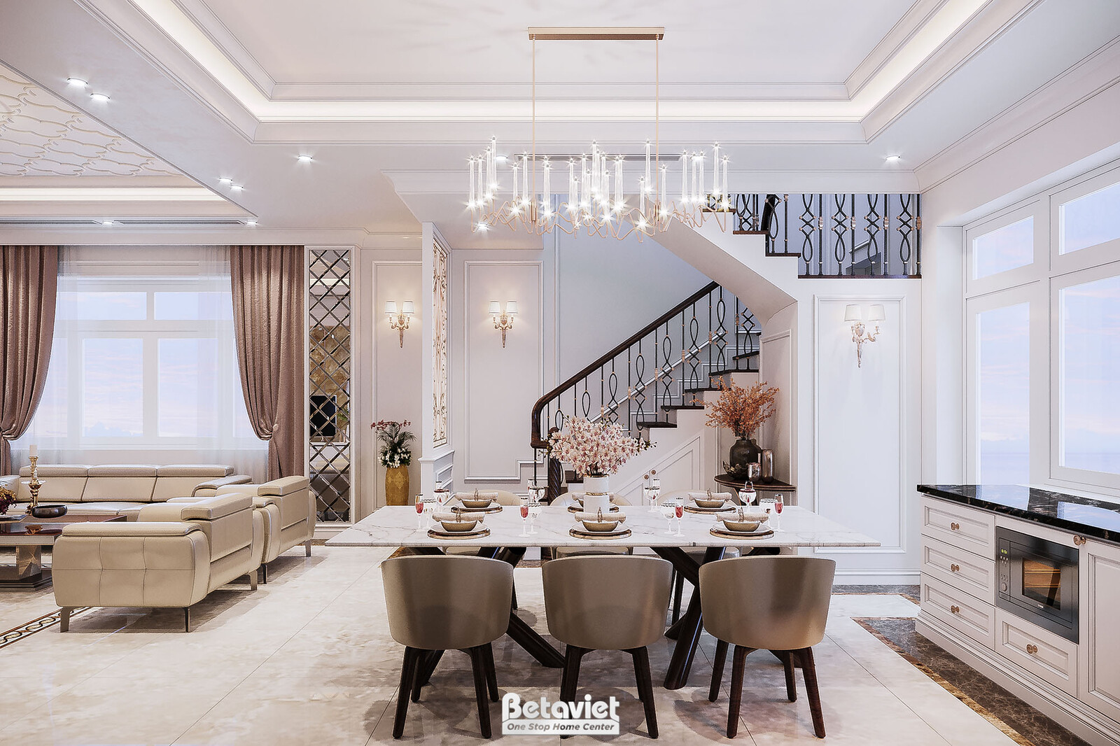 Nội thất phòng ăn biệt thự hiện đại NT21017 – góc nhìn 3