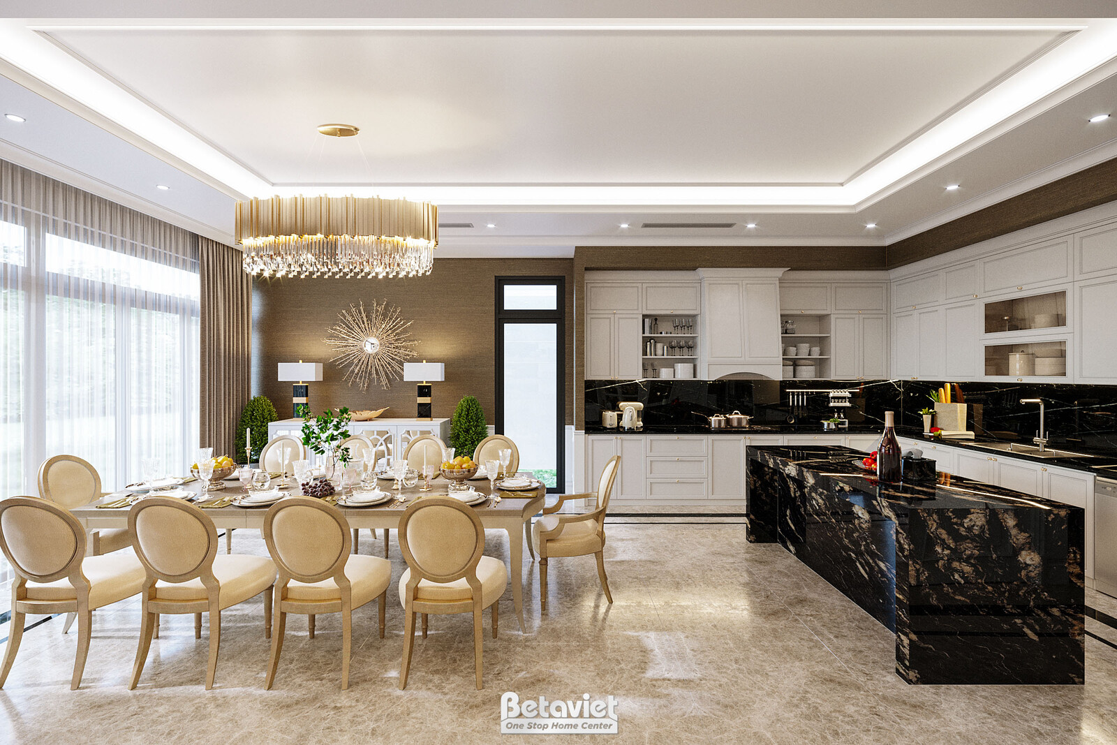 Nội thất phòng bếp biệt thự chistopher NT20063 – góc nhìn 2