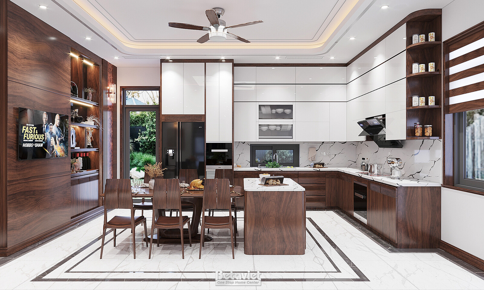 Nội thất phòng bếp biệt thự hiện đại NT21156 – góc nhìn 2