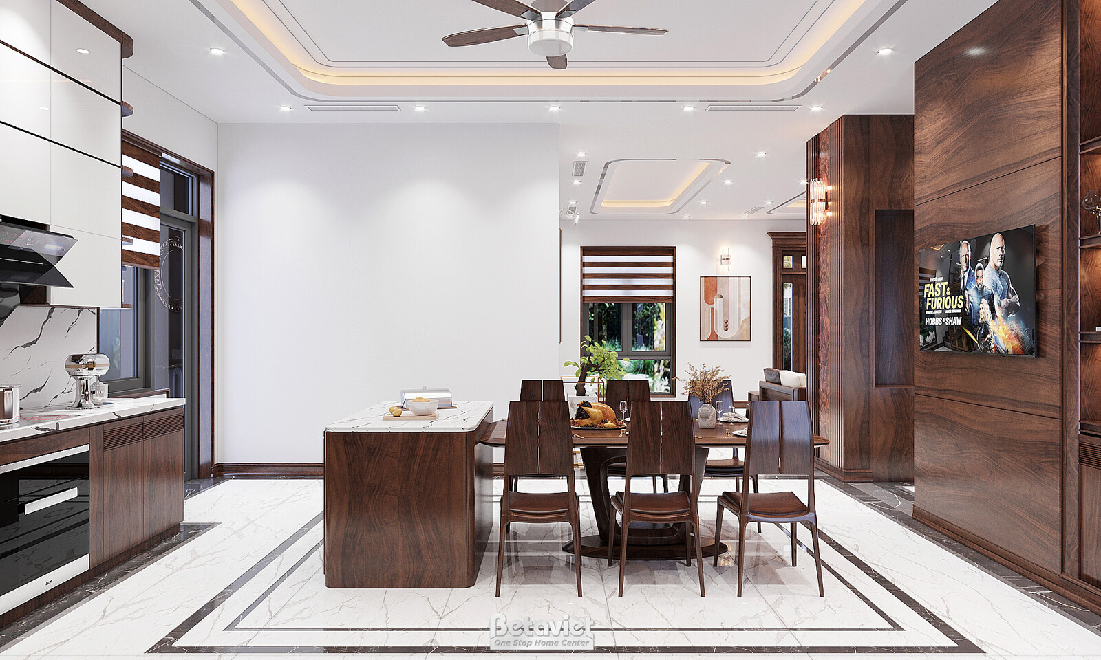 Nội thất phòng bếp biệt thự hiện đại NT21156 – góc nhìn 3