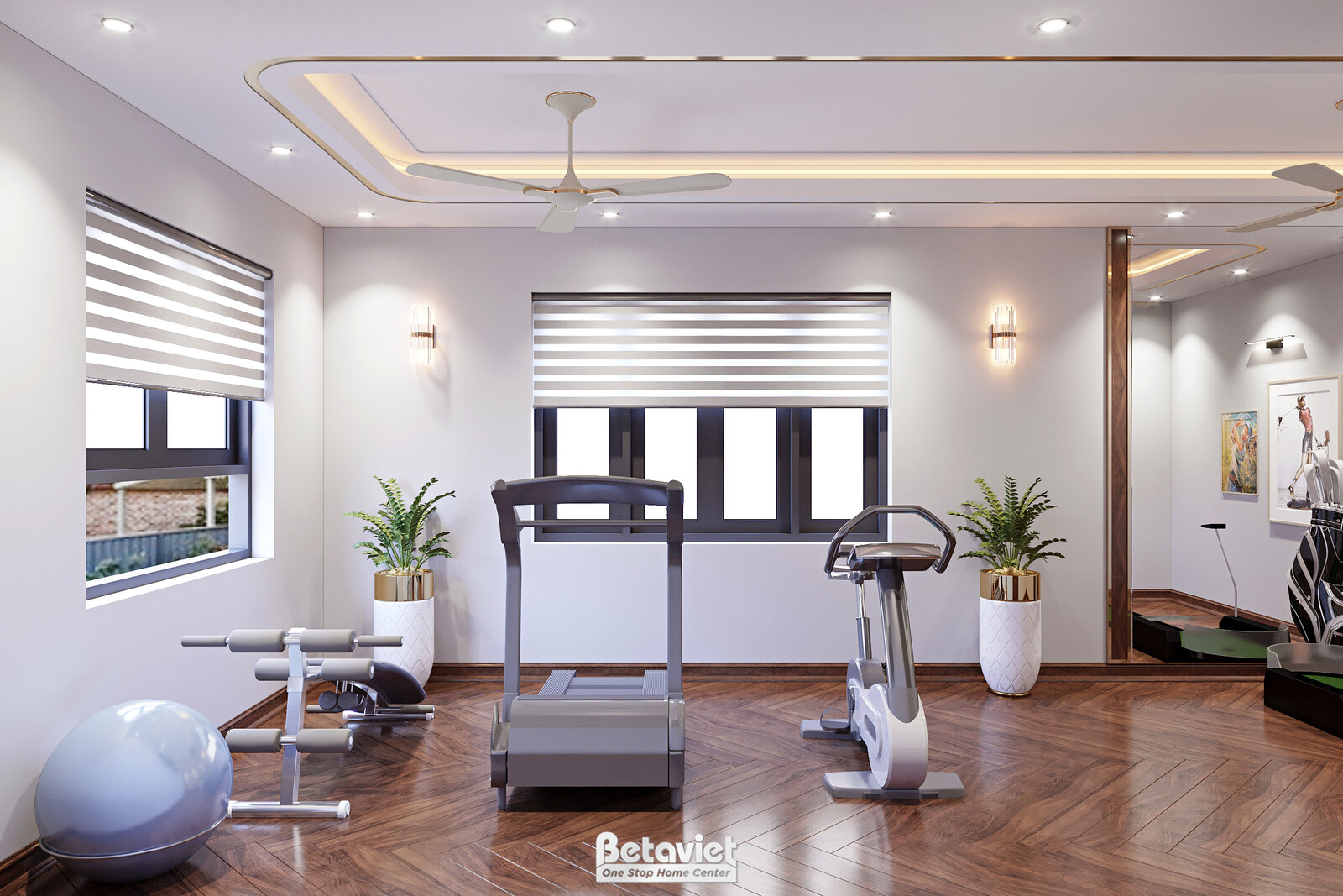 Nội thất phòng tập gym biệt thự hiện đại NT21156 – góc nhìn 2