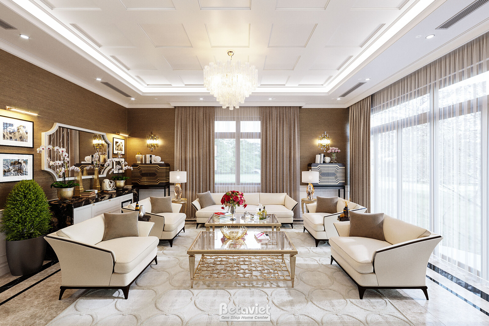 Nội thất phòng khách biệt thự chistopher NT20063 – góc nhìn 4