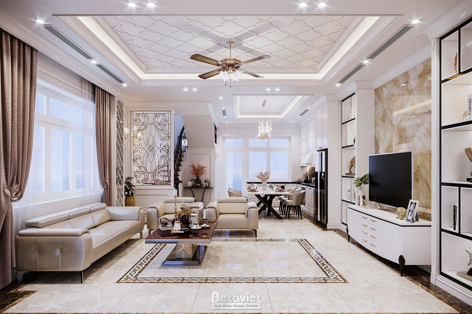 Nội thất phòng khách biệt thự hiện đại NT21017 – góc nhìn 2