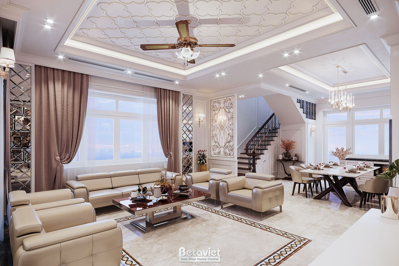 Nội thất phòng khách biệt thự hiện đại NT21017 – góc nhìn 3