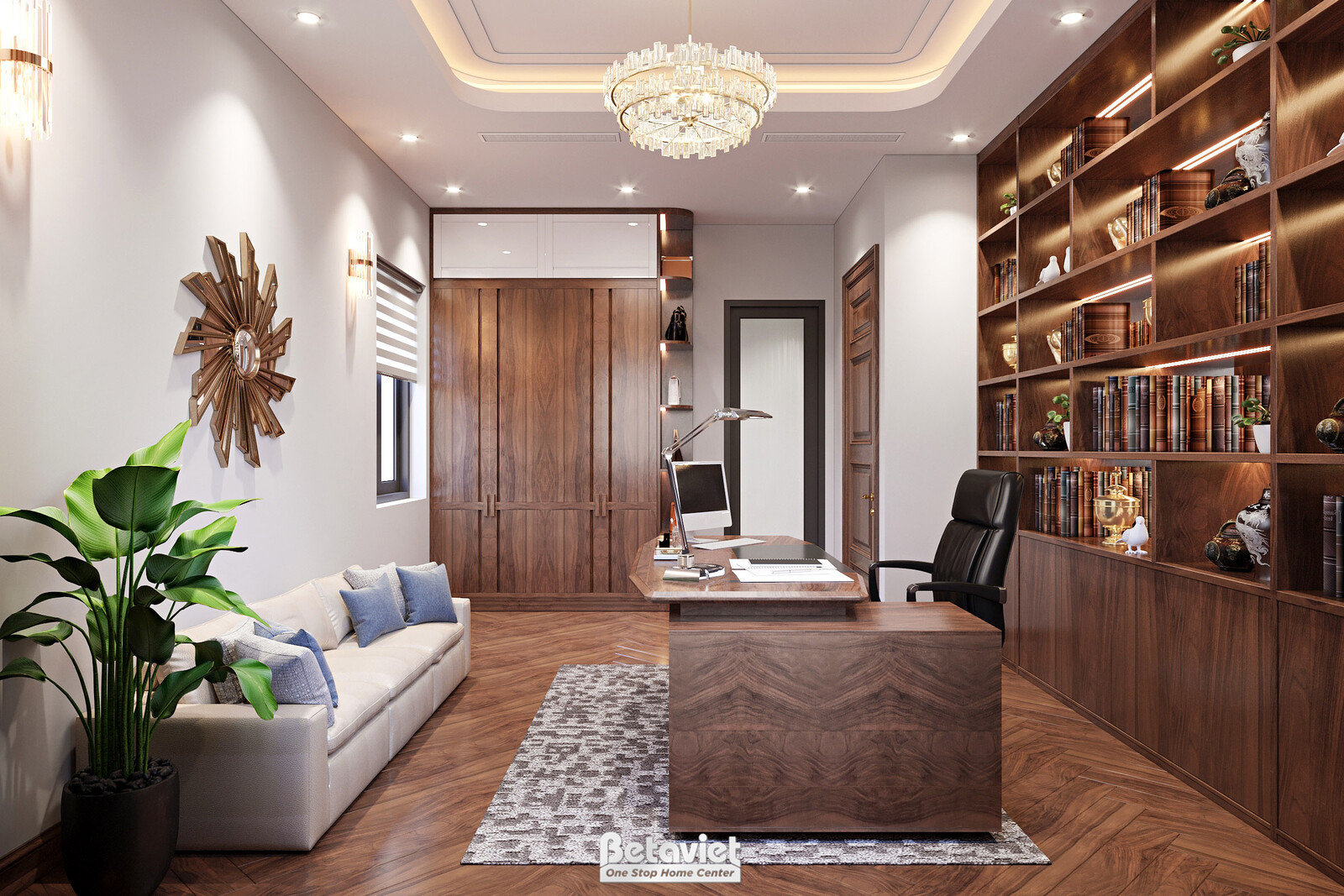 Nội thất phòng làm việc - học tập biệt thự hiện đại NT21156 – góc nhìn 3