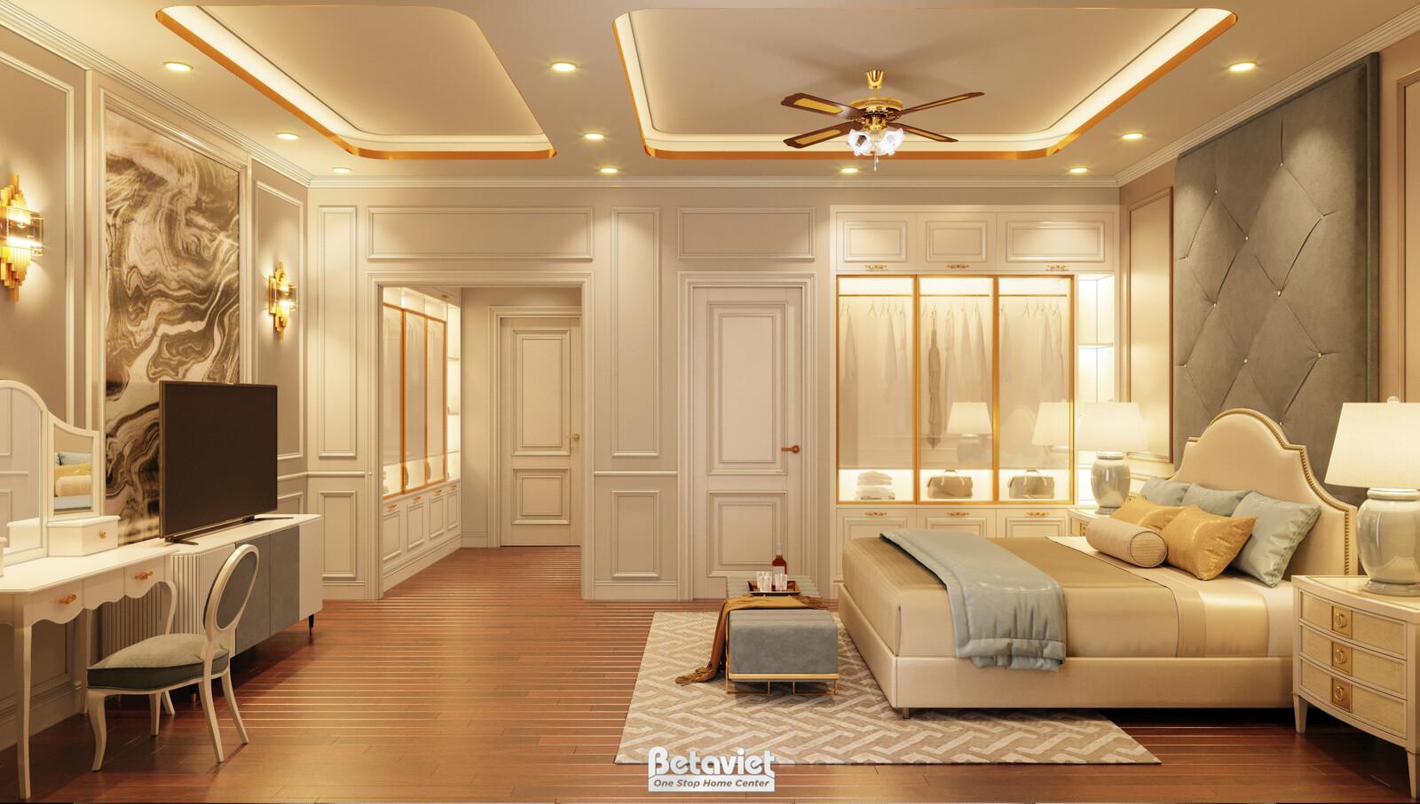 Nội thất phòng ngủ biệt thự tân cổ điển NT21071 – góc nhìn 7