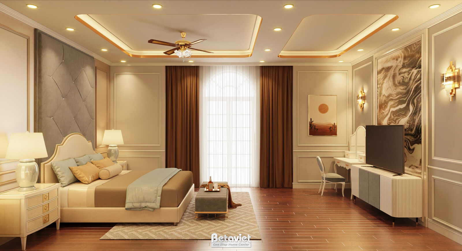 Nội thất phòng ngủ biệt thự tân cổ điển NT21071 – góc nhìn 9