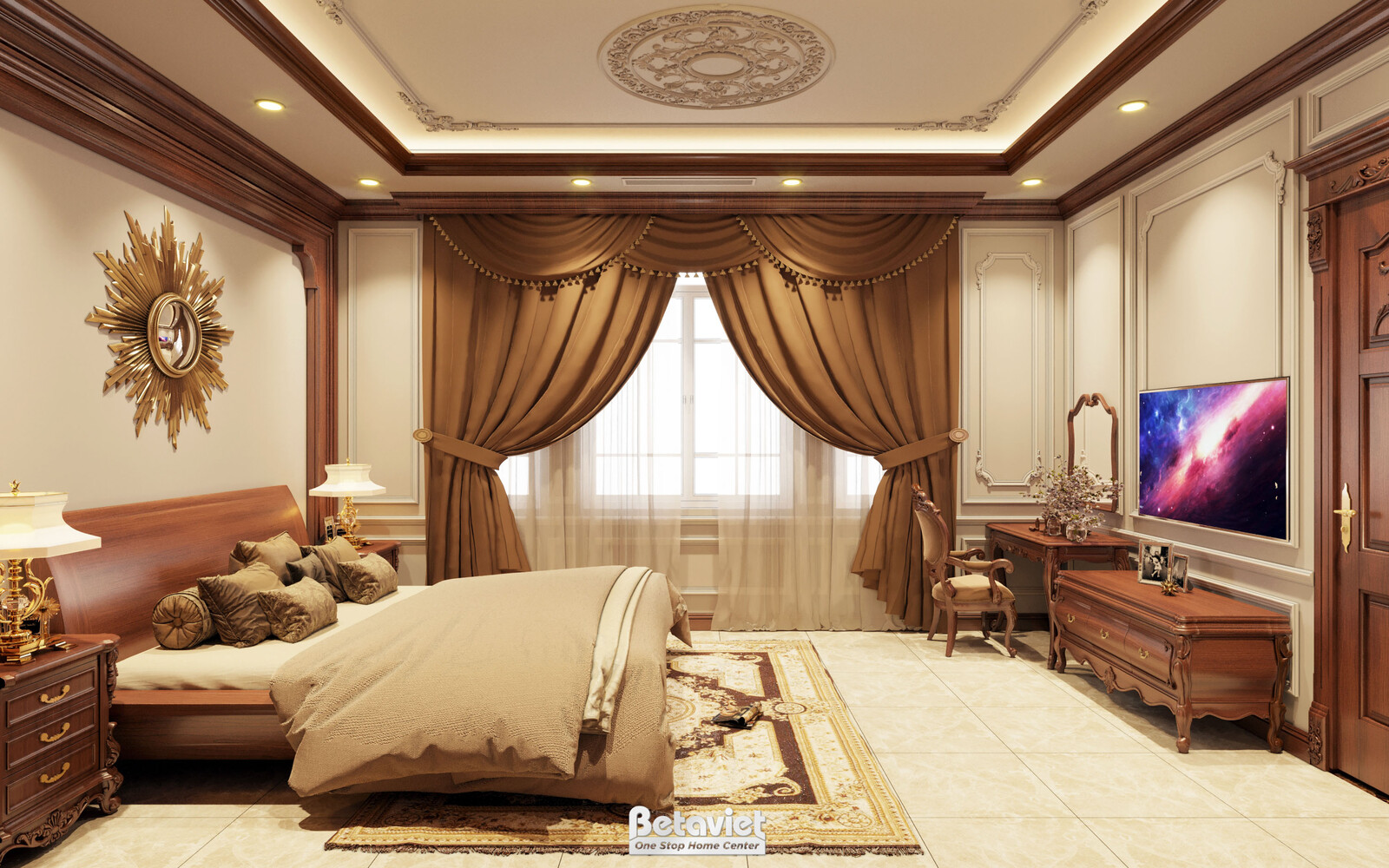 Nội thất phòng ngủ biệt thự tân cổ điển NT21071 – góc nhìn 5