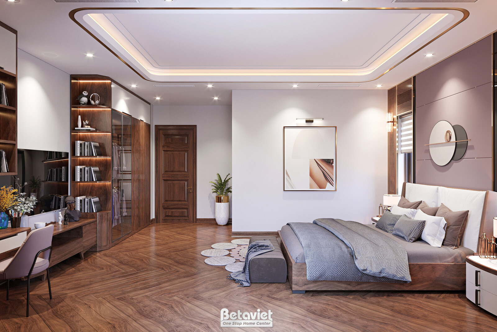 Nội thất phòng ngủ biệt thự hiện đại NT21156 – góc nhìn 2