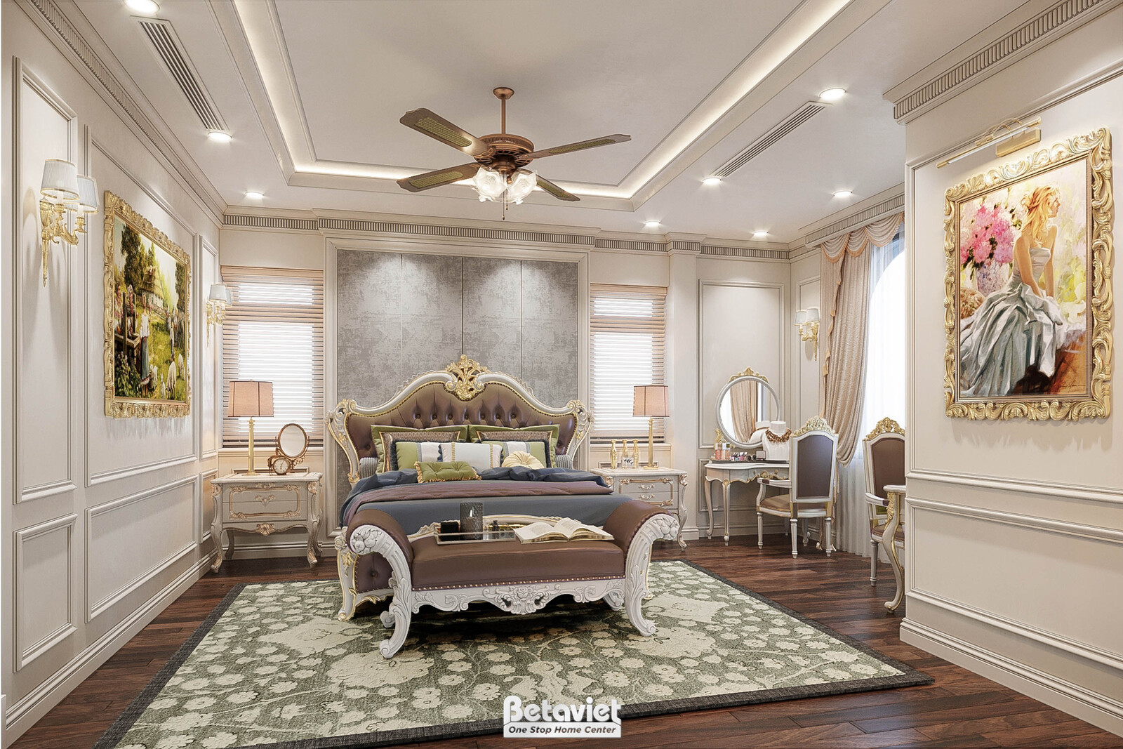 Nội thất phòng ngủ biệt thự tân cổ điển KT23104 – góc nhìn 8