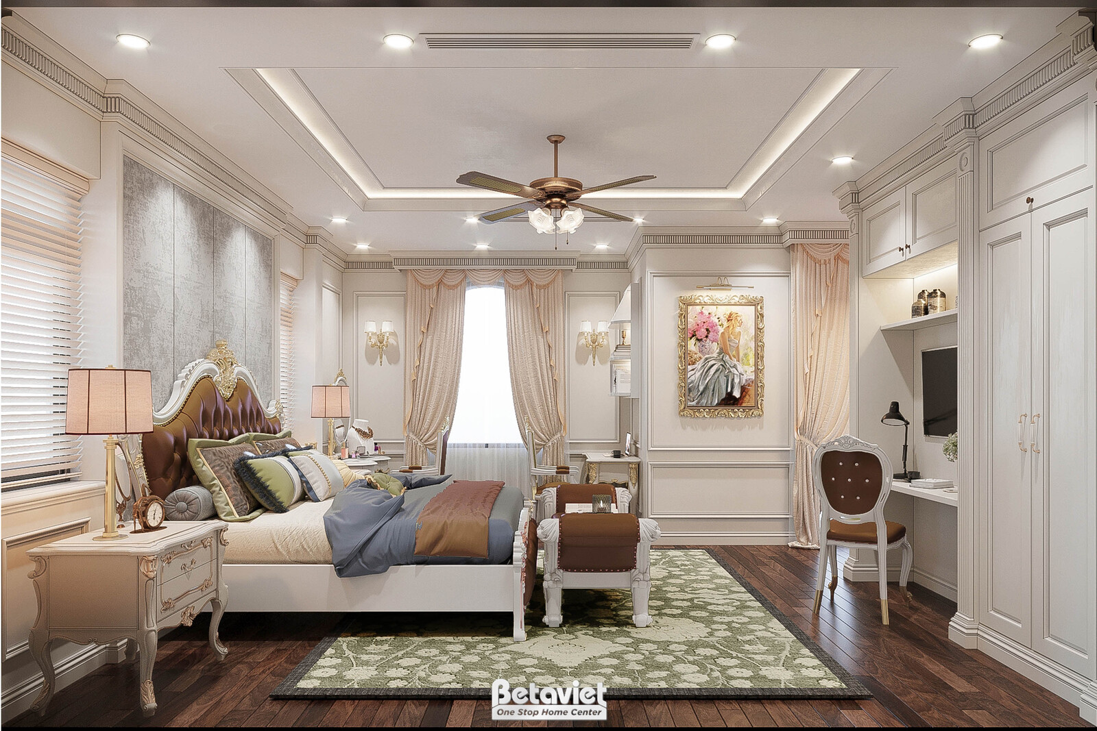 Nội thất phòng ngủ biệt thự tân cổ điển KT23104 – góc nhìn 6