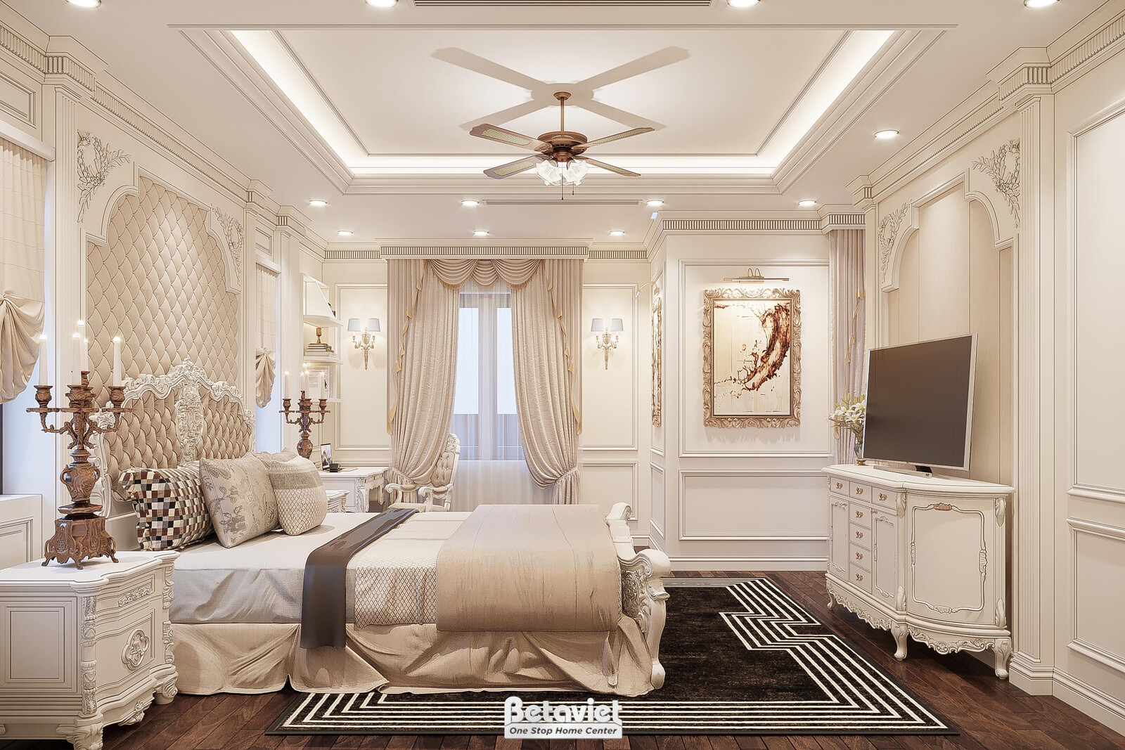 Nội thất phòng ngủ biệt thự tân cổ điển KT23104 – góc nhìn 2