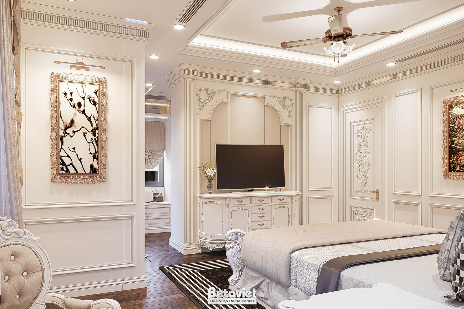 Nội thất phòng ngủ biệt thự tân cổ điển KT23104 – góc nhìn 3