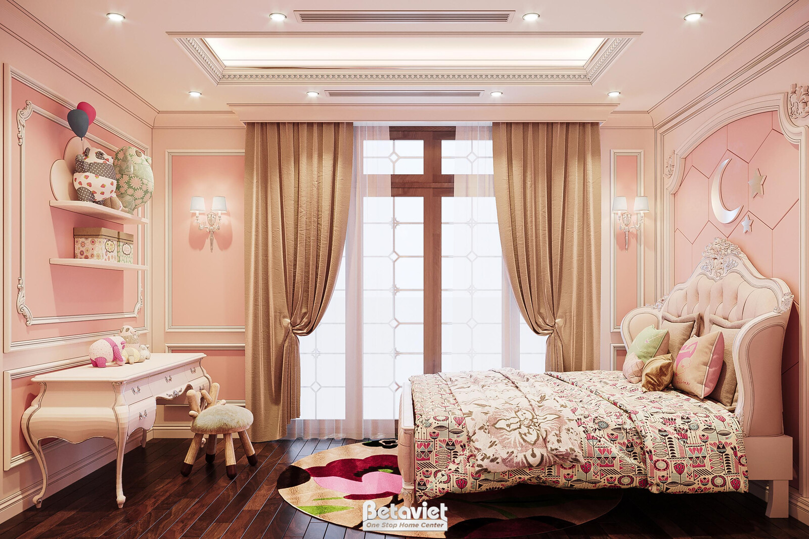 Nội thất phòng ngủ trẻ em biệt thự tân cổ điển NT21093 – góc nhìn 5