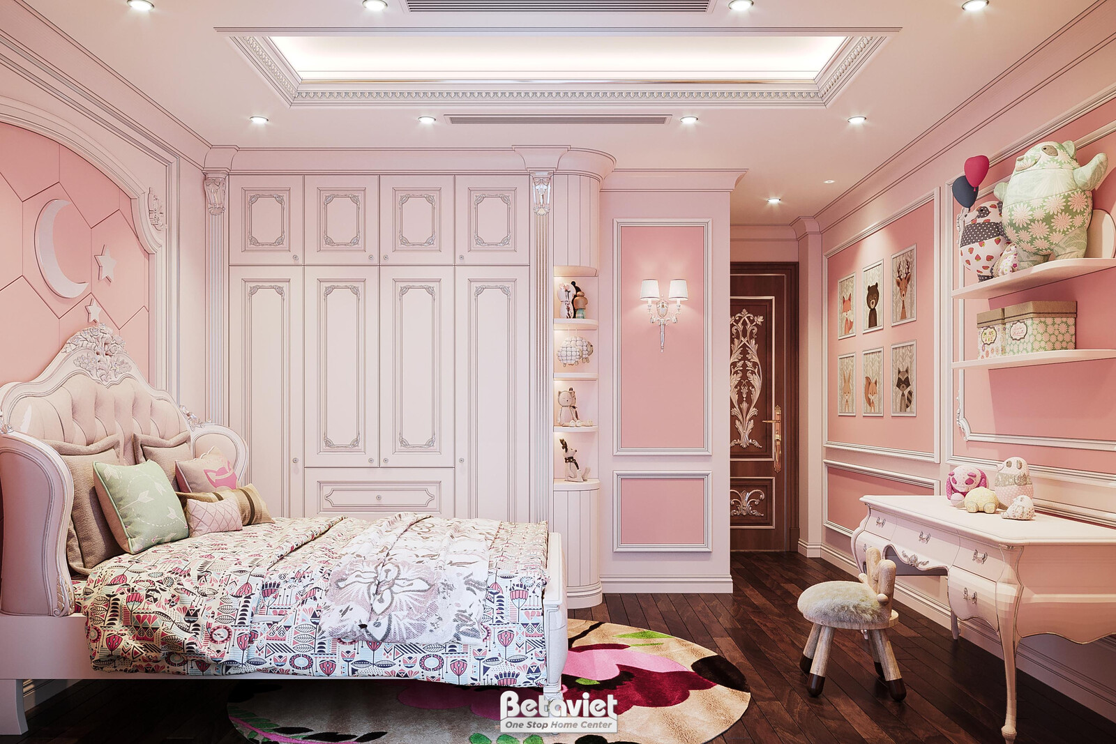 Nội thất phòng ngủ trẻ em biệt thự tân cổ điển NT21093 – góc nhìn 6