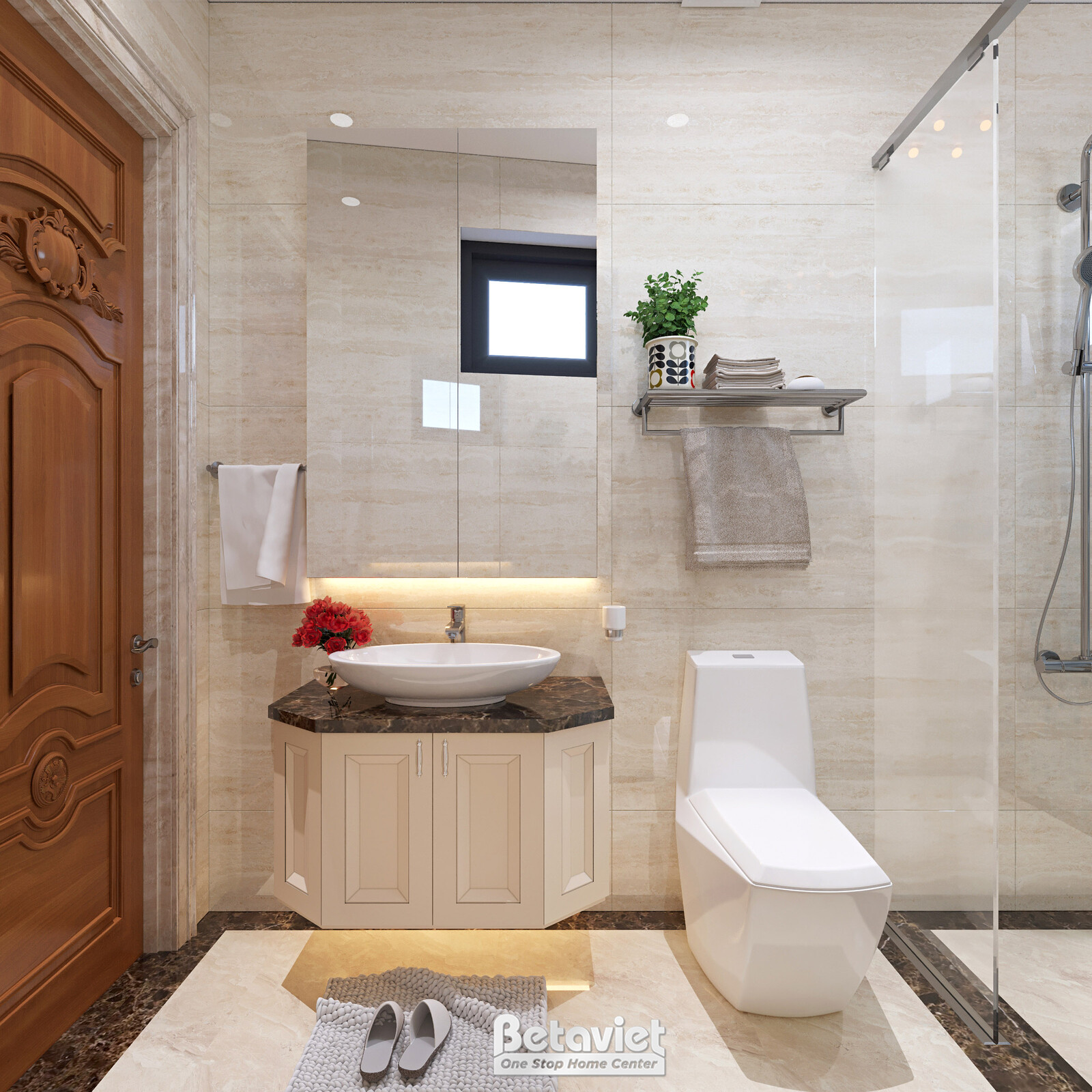 Nội thất phòng tắm biệt thự tân cổ điển NT22207 – góc nhìn 4