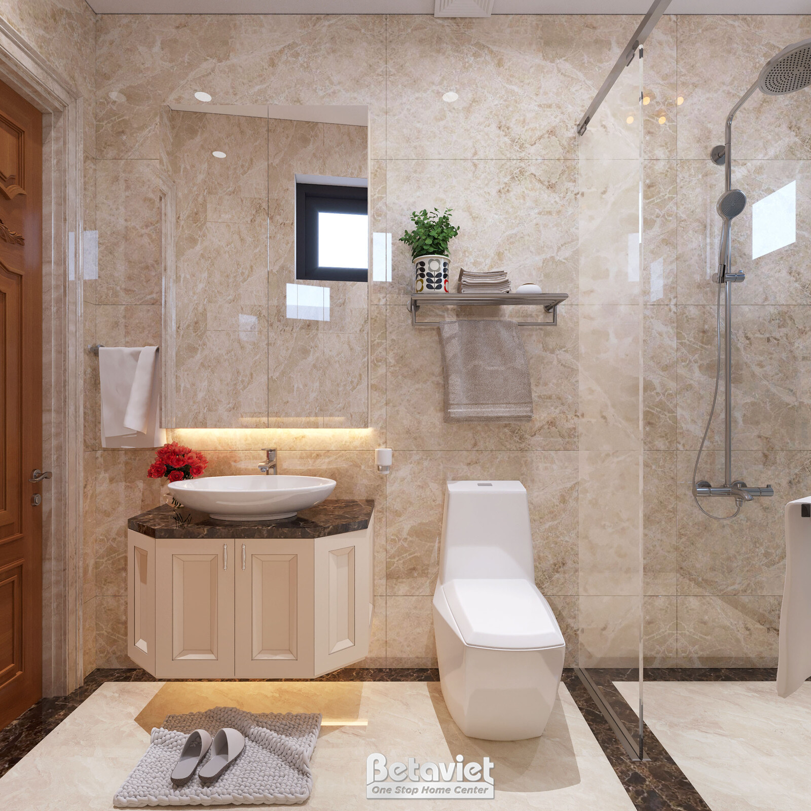 Nội thất phòng tắm biệt thự tân cổ điển NT22207 – góc nhìn 6